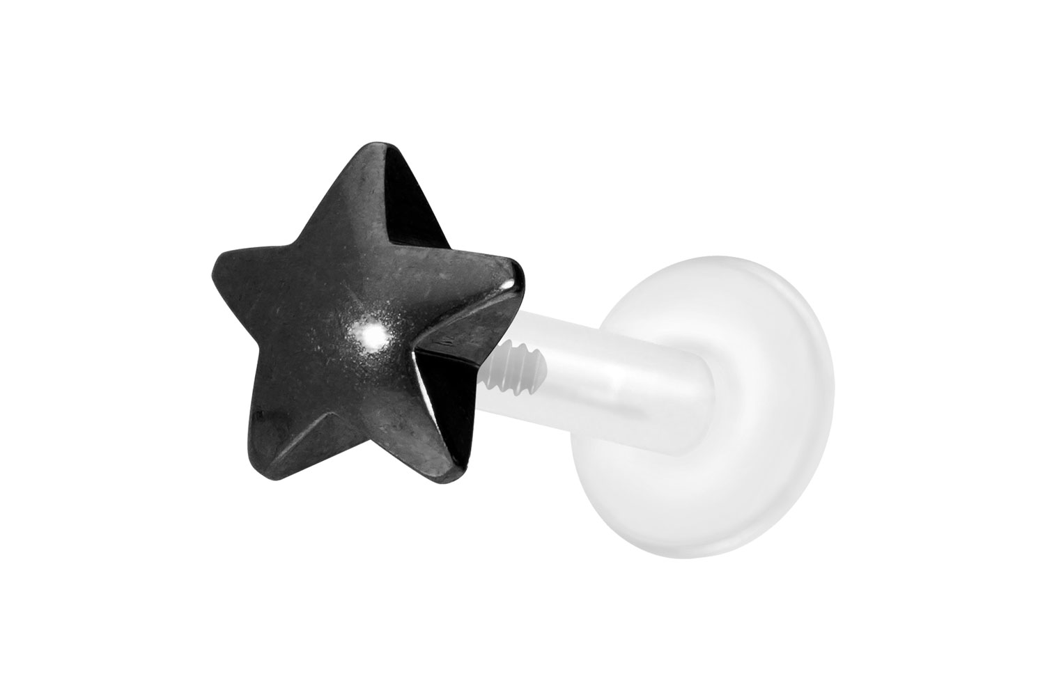 PTFE Labret Piercing mit Innengewinde + Titan-Aufsatz STERN